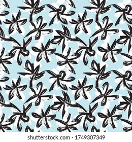Sky Blue Floral brush strokes seamless pattern background for fashion prints, graphics, backgrounds and crafts