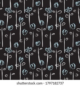 Sky Blue Floral brush strokes seamless pattern background for fashion prints, graphics, backgrounds and crafts