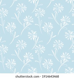 Sky Blue Floral brush strokes seamless pattern background for fashion prints, graphics, backgrounds and crafts