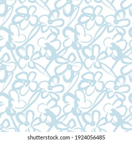 Sky Blue Floral brush strokes seamless pattern background for fashion prints, graphics, backgrounds and crafts