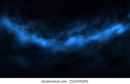 Himmelblaue Galaxie Wolke Nebel Sterne dunkle Nacht Universum milchigen Weg Kosmos Vektorgrafik.