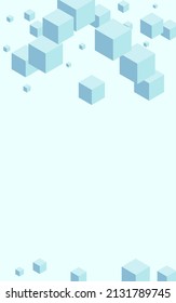 Sky Blue Geometric Background Blue Vector. Cube Template Template. Grey Polygon Network Design. Blockchain Texture. Gray Model Box.