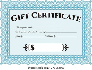 Sky blue gift certificate template