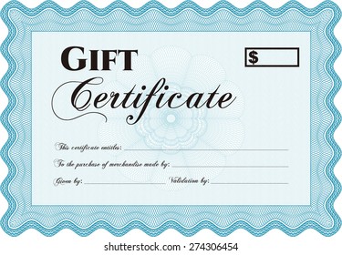 Sky blue gift certificate template