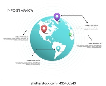 sky blue globe map infographic