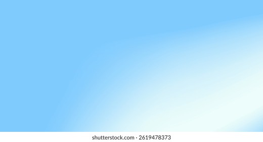 Plano de fundo do vetor de gradiente azul celeste. Fundo de gradação azul claro abstrato. Modelo de Faixa de Textura de Gradiente Suave. Fundo de luxo moderno. Conceito de layout de curva.