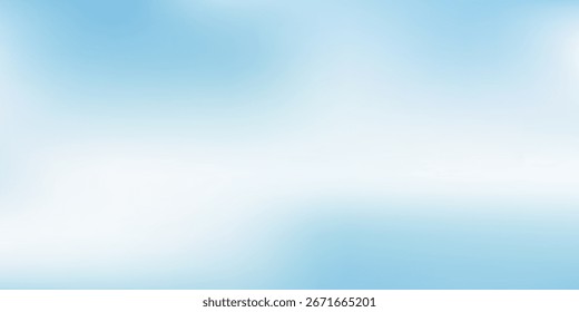 Plano de fundo do vetor de gradiente azul celeste. Fundo de gradação azul claro abstrato. Modelo de Faixa de Textura de Gradiente Suave. Fundo de luxo moderno. Conceito de layout de curva.