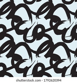 Sky blue heart shaped brush stroke seamless pattern background for fashion textiles, graphics