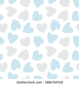 Sky Blue Heart shaped brush stroke seamless pattern background for fashion textiles, graphics