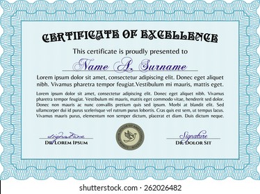 Sky blue horizontal certificate template.