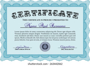 plantilla de certificado horizontal azul cielo