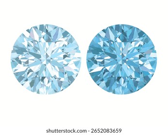 Sky blue light and intense colors round diamond and gems brilliant cut, which is designed to maximize light reflection and brilliance.
