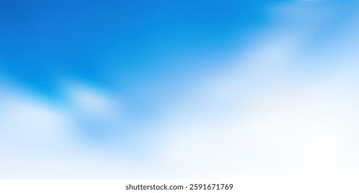 Sky blue medical tech background. Gradient watercolor light fluffy clouds for weather forecast app. Clear fresh winter sunny abstract day. Summer beach blurry bright heaven. Natural soft air panorama