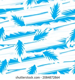 sky blue monochromatic style color leaf plants seamless tropical pattern with abstract wave on white background. fashionable texture. vector design. Exotic tropics. Summer design. nature decorative 