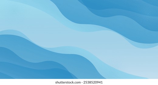 Sky blue pastel gradient background with wavy lines.