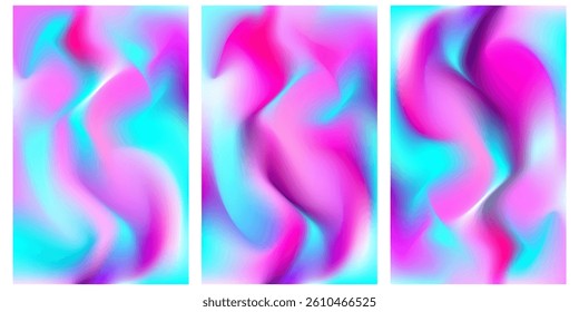 Sky blue and pink colour smooth gradient with soft blurred consept design background vector illustration. Set of 3. Editable . Smooth templates. Perfect for modern artwork. High quality graphic.