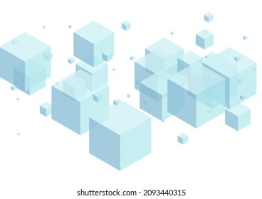 Vector blanco de fondo del polígono azul cielo. Tarjeta abstracta cuadrada. Plantilla de cubierta de caja monocroma. Ilustración de juguete. Bloque de forma azul-gris.