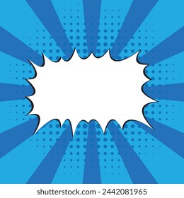 Sky blue Pop art. Comic book style. Abstract explosion. Cool Base for sale banners, advertisment posts, business cards, brochure, social media. Textbox for custom text. Halftone effect. Editable