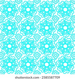 Sky Blue Repetitive Floral Design Pattern. Can be used as a pattern for fabric, cushion, carpet, curtain, wallpaper, gift wrap, background, phone case, card, cover, blanket, table cloth, bags, bandana