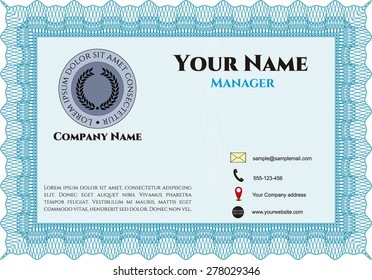 Sky blue retro presentation card template