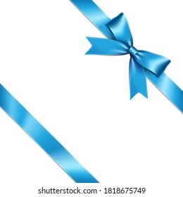 Sky blue ribbon bow vector. Illustration of a light sky blue ribbon bow lean on white background.