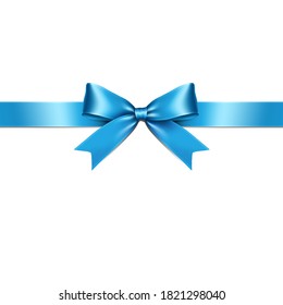 Sky blue ribbon bow vector. Illustration of a light sky blue ribbon bow on white background.