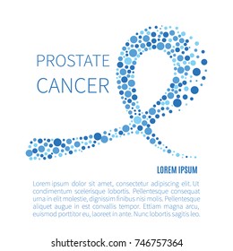 Sky blue ribbon made of dots on white background. Prostate cancer solidarity symbol with place for your text. Men health care health medical concept. Awareness month. Vector illustration