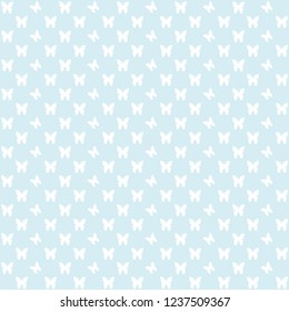 Sky Blue Seamless Baby Pattern With White Butterflies
