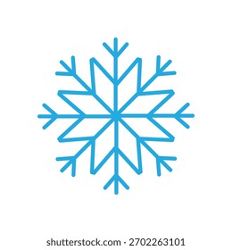 Ilustración vectorial azul del icono de la nieve en estilo del contorno, icono de la nieve 