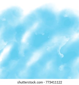 sky blue soft watercolor pattern with blurred border and hard edged white gaps, vector illustration