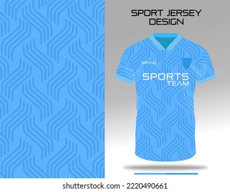 Sky blue sport jersey uniform textile design for soccer, football, volleyball, badminton club. Sublimation printing fabric vector design.  