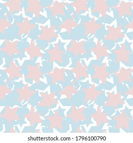 Sky Blue Stars brush stroke seamless pattern background for fashion textiles, graphics