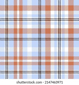 Sky blue and tan brown plaid. Seamless vector tartan pattern suitable for fashion, home decor and stationary.