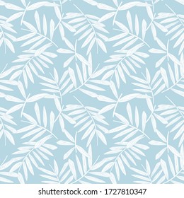 Fondo de patrón ininterrumpido de la hoja tropical Sky Blue para impresiones de moda, gráficos, fondos y artesanías