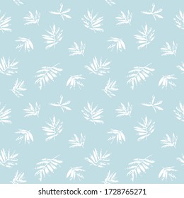 Sky Blue Tropical Leaf botanical seamless pattern background suitable for fashion prints, graphics, backgrounds and crafts