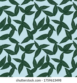 Botanischer, nahtloser, aus Sky Blue Tropical Leaf stammender botanischer Musterhintergrund, geeignet für Modedrucke, Grafiken, Hintergründe und Kunsthandwerk