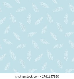 Sky Blue Tropical Leaf botanical seamless pattern background suitable for fashion prints, graphics, backgrounds and crafts