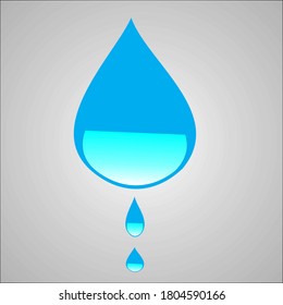 Sky Blue  water drop with gray background. Vector illustration