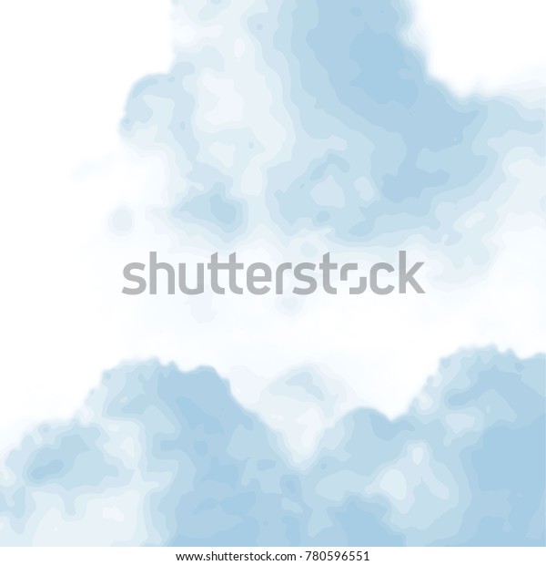 sky blue watercolor cloud\
pattern divided into two areas on white background, vector\
illustration