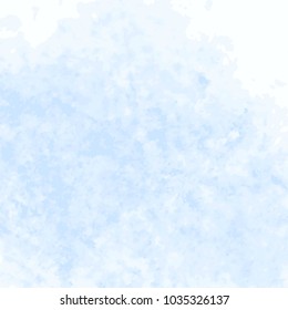 sky blue watercolor splash pattern with stained color areas and light upper border, vector illustration