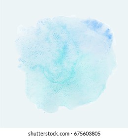 Sky blue watercolor spot. Color palette.  Abstract watercolor background. Vector illustration. 