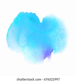 Sky blue watercolor spot. Color palette.  Abstract watercolor background. Vector illustration. 