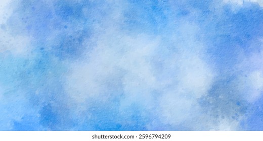 Sky blue watercolor texture background. Abstract blue watercolor vector background. 