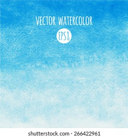 Sky blue watercolor vector background. Gradient fill. Hand drawn texture. Piece of heaven.