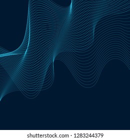 Sky blue moiré wave on space blue background