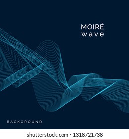 Sky blue moiré wave on space blue background