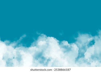 Sky blue and white cloud watercolor painting, hand drawn vector illustration, Light sky blue brush painted watercolor background.