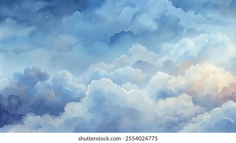 The sky is blue with white clouds. The clouds are fluffy and the sky is clear. The sky is calm and peaceful