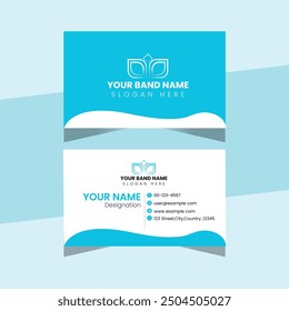  Sky Blue And White Color Creative Two Sided Business Card Design, Vector Template for Design