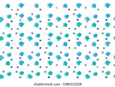 Sky blue white small cartoon flower seamless pattern